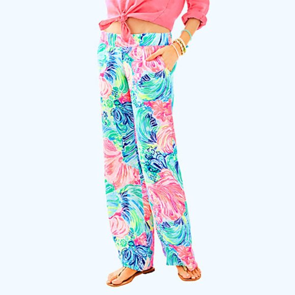 Lilly Pulitzer Pants - Lilly Pulitzer Bal Harbour Linen Beach Please Palazzo Pants